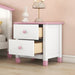 Wooden Nightstand with Two Drawers for Kids,End Table for Bedroom,White+Pink(Old SKU: WF297965AAH) - DTYStore