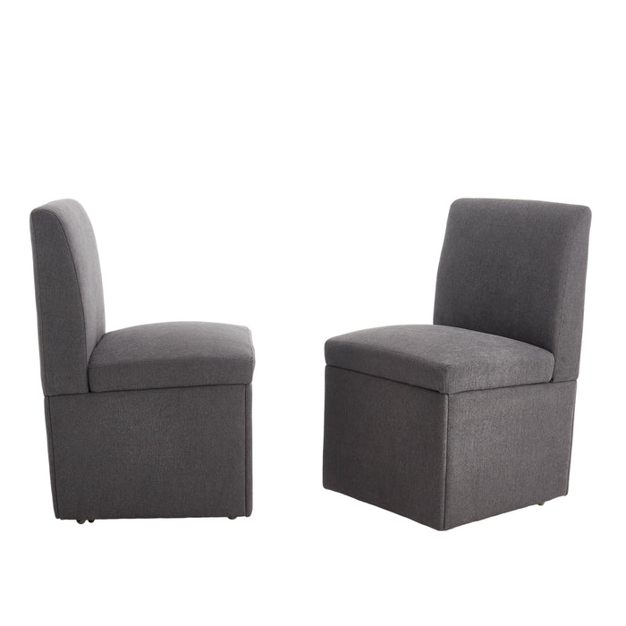 360 Degree Swivel Upholstered Dining Chairs Set of 2 Swivel Dining Room Chairs Kitchen Chairs Casters & Storage Comfy Modern Rolling Chair for Living Room Fabric Armless Chair - DTYStore