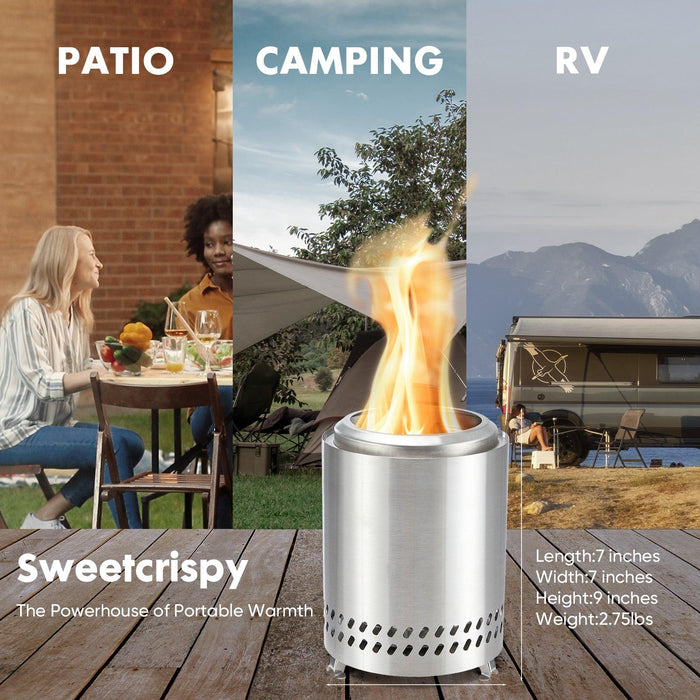 Smokeless Fire Pit, 304 Stainless Steel Tabletop Firepit Wood Pellets Burning Fire Pits for Camping, Bonfire, Low Smoke Portable Firepits for Outdoor Patio Backyard