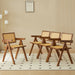 2 dining chairs, walnut color, using rubber wood rattan weaving process, armrest solid wood dining chair, living room chair, simple and natural - DTYStore