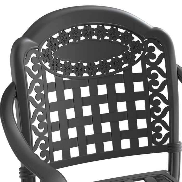 7-Piece All-Weather Cast Aluminum Dining Set, Include 2 Swivel Chairs,4 Dining Chairs and Rectangular Table With Black Frame - DTYStore