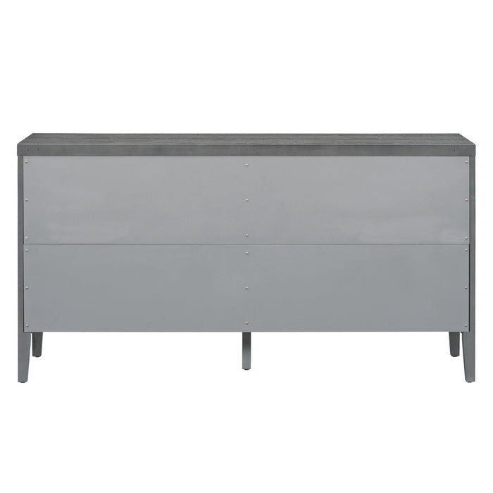 Retro Sideboard Door with Circular Groove Design and Round Metal Door Handle for Entrance, Dining Room, Living Room - DTYStore