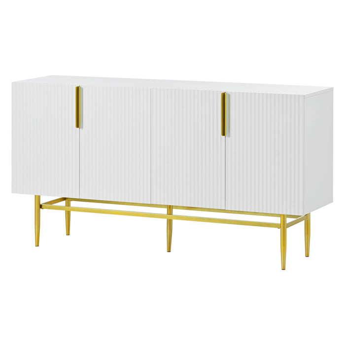 Modern Elegant 4-door Sideboard Gold Metal Handle Buffet Cabinet for Dining Room, Living Room, Bedroom, Hallway