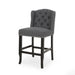 Vienna Contemporary Fabric Tufted Wingback 27 Inch Counter Stools, Set of 2, Charcoal and Dark Brown - DTYStore