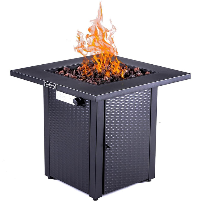 28in Outdoor Propane Fire Pit Table, 50,000BTU Gas Firepit with Lid, ETL Certified for Garden Patio Fire Pit Table