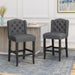 Vienna Contemporary Fabric Tufted Wingback 27 Inch Counter Stools, Set of 2, Charcoal and Dark Brown - DTYStore
