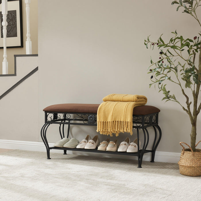 Shoe Rack Bench for Entryway, Industrial Bench, Rustic Shoe Rack for Small Spaces, Upholstered Entryway Bench, Multipurpose Entryway - DTYStore