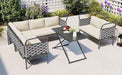 5-Piece Modern Patio Sectional Sofa Set Outdoor Woven Rope Furniture with Table and Cushions