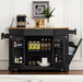 Fluted Kitchen Island with Trash Can Storage Cabinet, Power Outlet, Internal Storage Rack, Rolling Kitchen Islands on 5 Wheels with 3 Drawer, 3 Open Side Racks for 10 Gallon Garbage Bin, Black - DTYStore