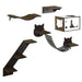 Cat Shelves with Ergonomically Curved Platform, Cozy Cat House, Bridge, Easy Stairs, and Flat Perch, Wall-Mounted Cat Tree Climbing Playground, Modern Cat Tree, Coffee Brown