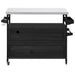 Outdoor Kitchen Island, Rolling Bar Cart & Storage Cabinet, Farmhouse Solid Wood Outdoor Grill Table with Stainless Steel Top, Spice Rack , Towel Rack for Kitchen & Barbecue, Black - DTYStore