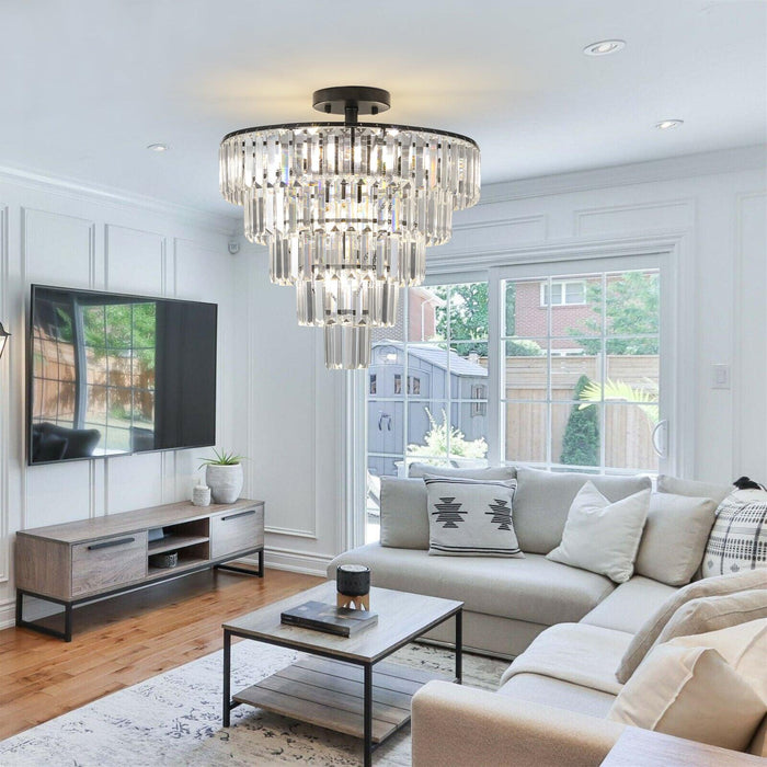 Black large crystal chandelier, modern style chandelier, dining room, living room, bedroom (Bulbs Not Included) - DTYStore
