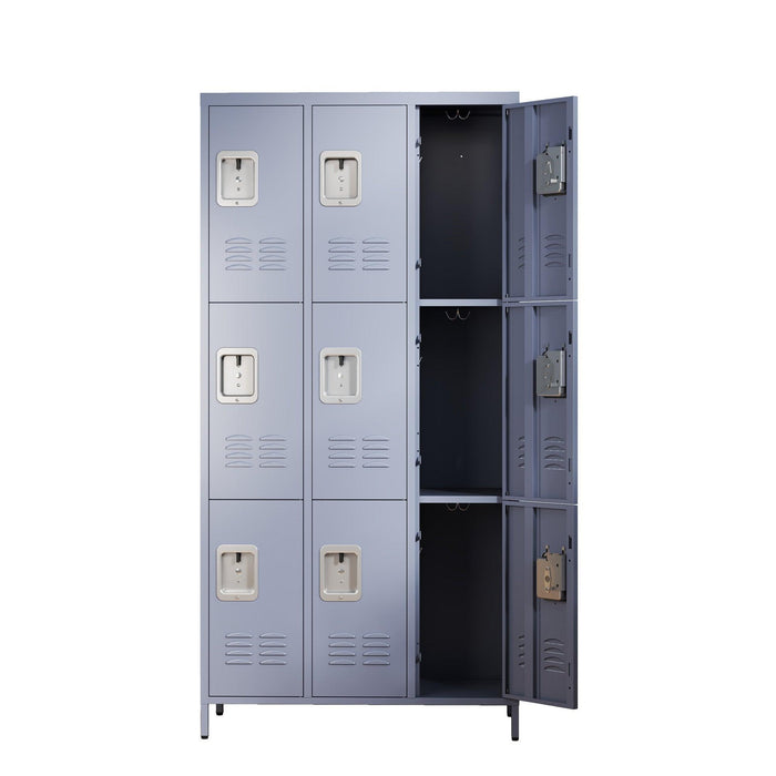 9 Door 72"H Metal Lockers With Lock for Employees,School,Office,Gym,Bedroom,Storage Locker Cabinet,Gray,Assembly Required