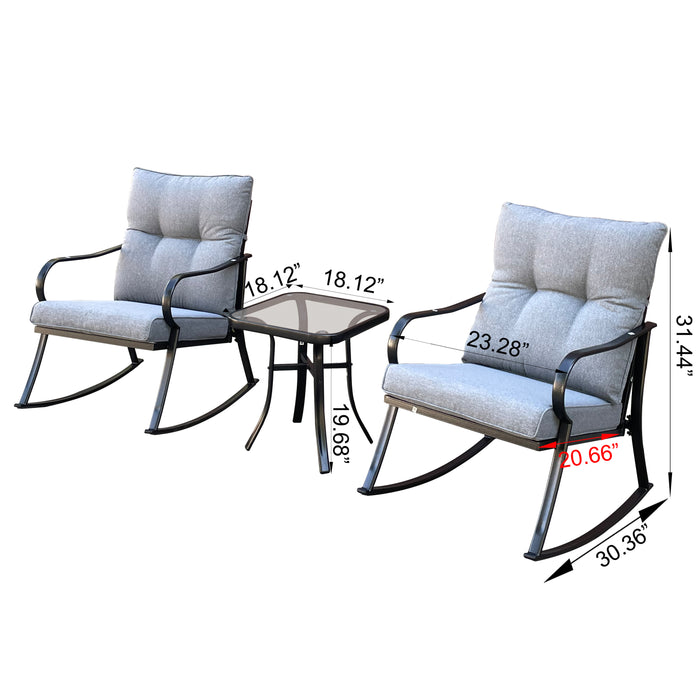 ROCKER SET CHAIR AND TEAPOY Medium grey - DTYStore