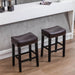 A&A Furniture,Counter Height 26" Bar Stools for Kitchen Counter Backless Faux Leather Stools Farmhouse Island Chairs (26 Inch, Brown, Set of 2)