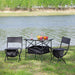 Set of 3, Folding Outdoor Table and Chairs Set for Indoor, Outdoor Camping, Picnics, Beach,Backyard, BBQ, Party, Patio, Black/Gray - DTYStore