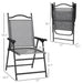 Outsunny Folding Patio Chairs, Set of 4 Sports Chairs for Adults, Camping Chairs with Armrests, Breathable Mesh Fabric Seat for Lawn, Gray - DTYStore