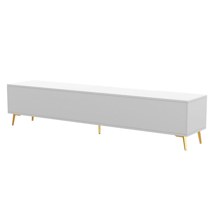 Modern TV Stand with 5 Champagne Legs - Durable, Stylish, Spacious Storage for TVs up to 77"