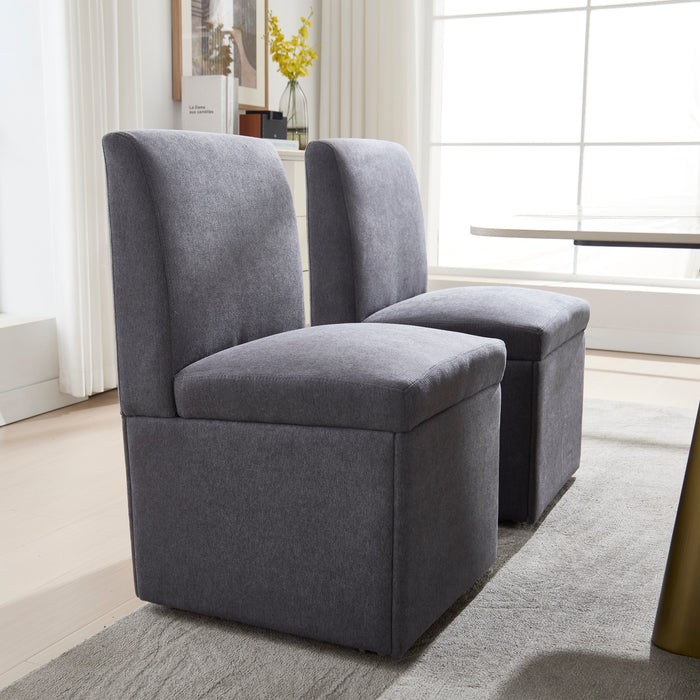 360 Degree Swivel Upholstered Dining Chairs Set of 2 Swivel Dining Room Chairs Kitchen Chairs Casters & Storage Comfy Modern Rolling Chair for Living Room Fabric Armless Chair - DTYStore