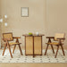 2 dining chairs, walnut color, using rubber wood rattan weaving process, armrest solid wood dining chair, living room chair, simple and natural - DTYStore