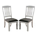 Set of 2 Padded Fabric Seat Side Chairs in Antique White and Gray - DTYStore