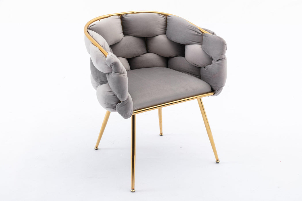 Luxury modern simple leisure velvet single sofa chair bedroom lazy person household dresser stool manicure table back chair gray - DTYStore