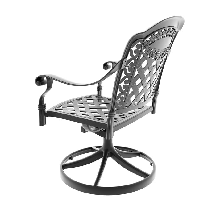 Cast Aluminum Patio Swivel Chair 2PCS With Black Frame and Cushions In Random Colors - DTYStore