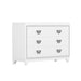 3-Pieces Bedroom Sets Queen Size Upholstered Bed with LED Lights, Nightstands and Dresser with Metal Handles and Sparkling Shiny Decoration, White