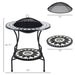 30" Outdoor Fire Pit Dining Table, 3-in-1 Round Wood Burning Fire Pit Bowl, Patio Ice Bucket with Storage Shelf, Spark Screen Cover for BBQ, Bonfire, Camping, Mosaic