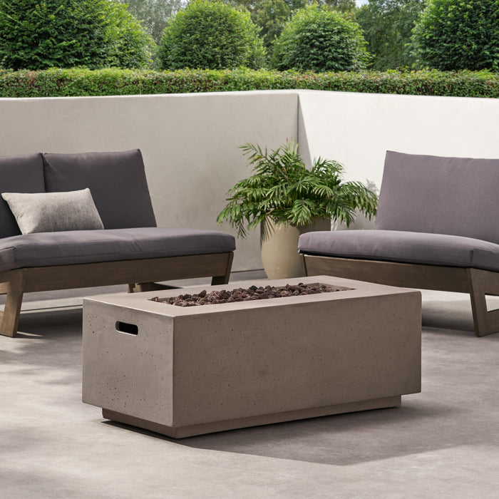 40" Outdoor 40,000 BTU Rectangular MgO Concrete Propane Fire Pit, Dark Grey (Tank Cover not Included)