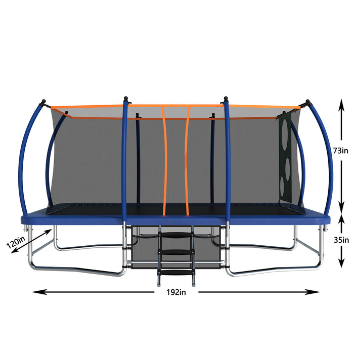 10X16FT Outdoor Square Trampolines for Kids Adults Long Rectangular Tumbling Trampoline - DTYStore