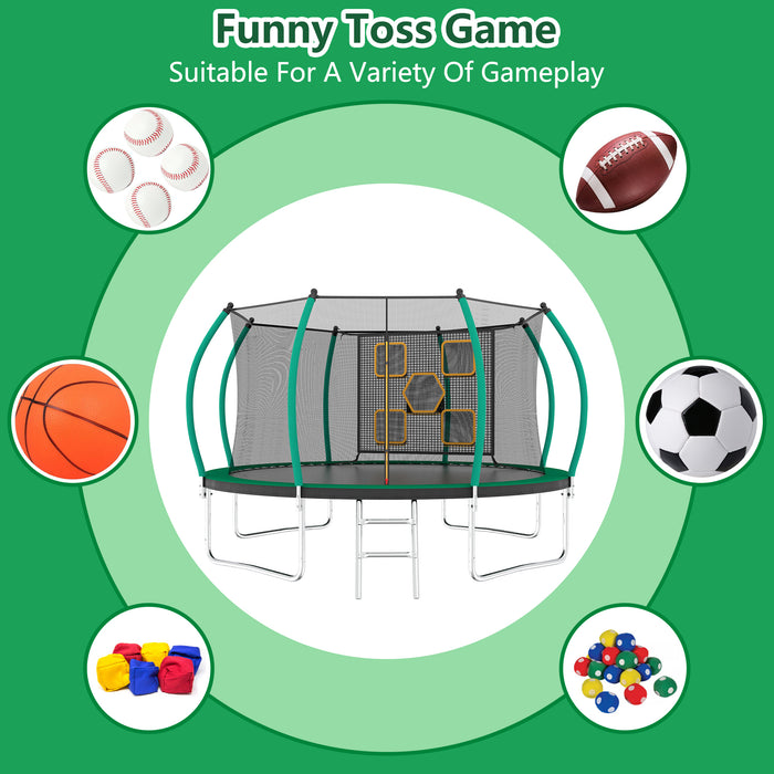 12FT Trampoline, Outdoor Trampolines for Kids and Adults, Recreational Trampoline with Enclosure Net & Ladder, Round Trampoline ASTM Approved - DTYStore