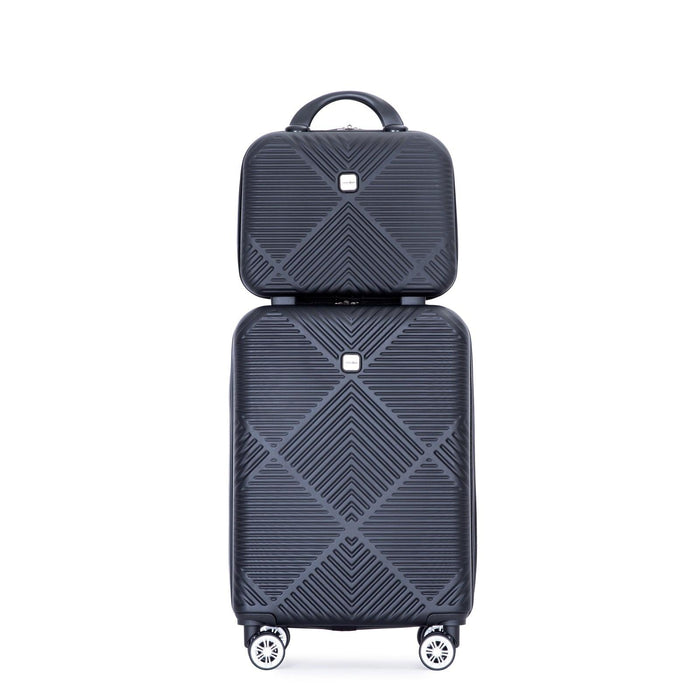 2Piece Luggage Sets ABS Lightweight Suitcase , Spinner Wheels, (20/14) BLACK