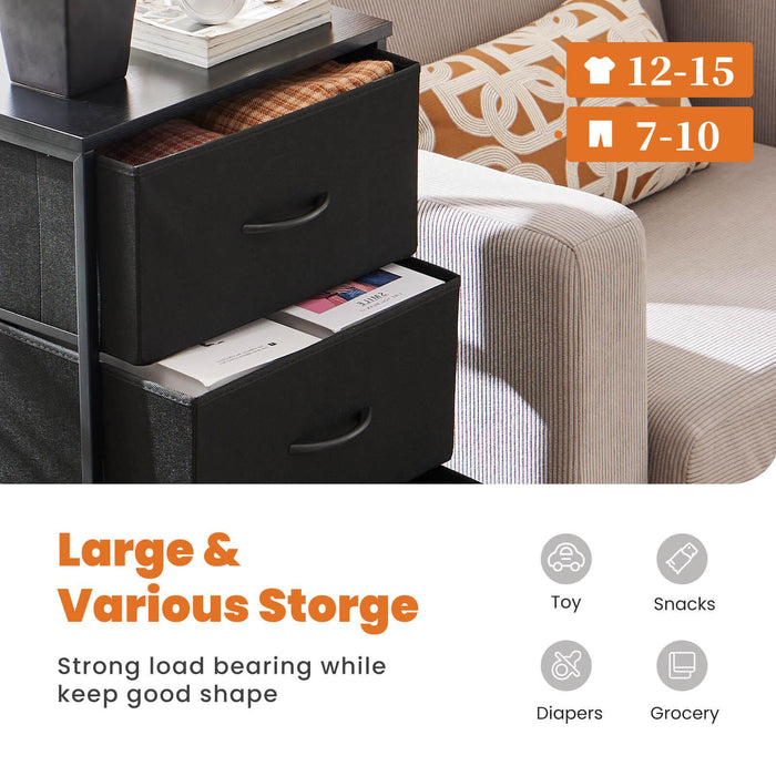Drawers Dresser Chest of Drawers,Metal Frame and Wood Top,4bc,Black - DTYStore