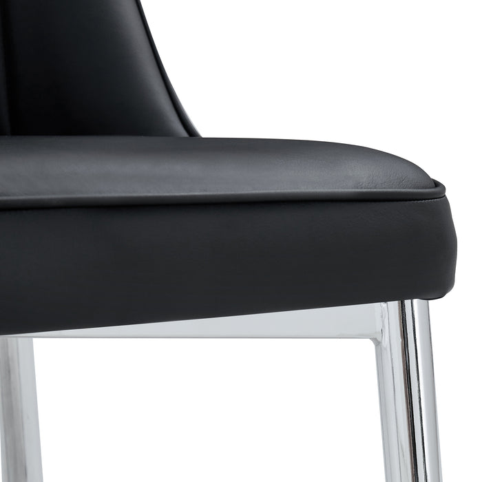 2 modern dining chairs, smooth PU leather backrest and silver-toned metal legs for a comfortable home experience for kitchens, bedrooms and offices. - DTYStore