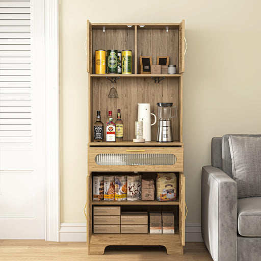 67'' Tall Pantry Buffet Cabinet Freestanding Hutch Cupboard for Home, Kitchen,Tall Freestanding Liquor Cabinet Bar for Kitchen, Dining Room - DTYStore
