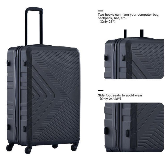 3 Piece Luggage Sets ABS Lightweight Suitcase with Two Hooks, Spinner Wheels, TSA Lock