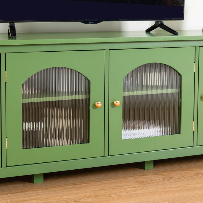 71-inch stylish TV cabinet,Entertainment CenterTV stand,TVConsoleTable, Media Console,solidwood frame,Changhong glass door,Metal handle,antique green,for the children's room,bedroom Living Room