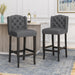 Vienna Contemporary Fabric Tufted Wingback 31 Inch Counter Stools, Set of 2, Charcoal and Dark Brown - DTYStore