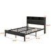 Full Size Bed Frame with Storage Headboard, Metal Platform Bed with Charging Station, Bookcase Storage, No Box Spring Needed, Easy Assembly, Noise-Free, Black - DTYStore