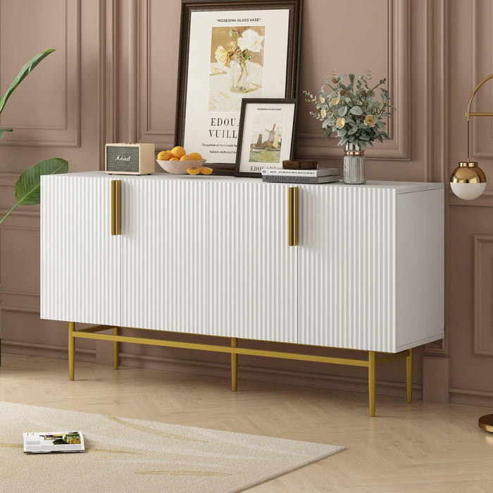 Modern Elegant 4-door Sideboard Gold Metal Handle Buffet Cabinet for Dining Room, Living Room, Bedroom, Hallway