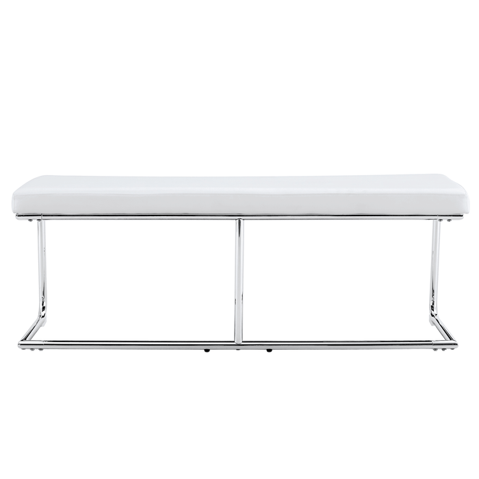 White Shoe Changing Stool, Silver Metal Legs, Sofa Stool Dining Chair, suitable for bedroom ,fitting room, storage room, dining room, living room.