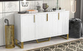 Modern Sideboard with Four Doors, Metal Handles & Legs, Adjustable Shelves Kitchen Cabinet