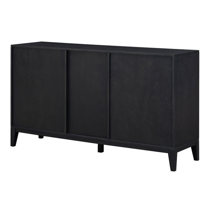 6-drawer and 2-Cabinet Retro Sideboard with Extra Large Storage Space and Gold Handles