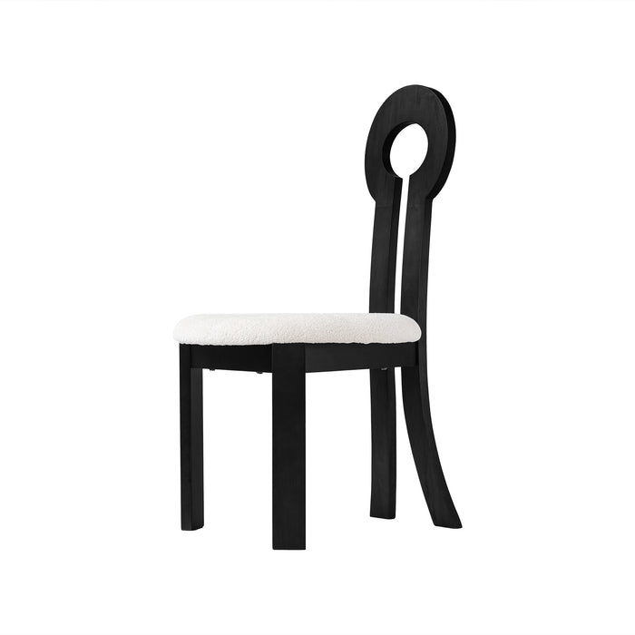 Vintage Rubber Solid Wood Dining Chair, Sheep Plush Dining Chair, Armless Dining Chair, Suitable For Small Home Dressing Room Model Room, Black(Set Of 2) - DTYStore