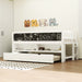 Twin Size Wood Low Loft Bed with Storage Shelves, Blackboard and Trundle, White - DTYStore