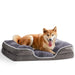 Memory Foam Pet Bed for Small Dogs & Cats with Washable Removable Cover Non-Slip Base Waterproof Liner Egg Crate Foam for Improved Sleep, grey,large