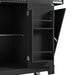 Fluted Kitchen Island with Trash Can Storage Cabinet, Power Outlet, Internal Storage Rack, Rolling Kitchen Islands on 5 Wheels with 3 Drawer, 3 Open Side Racks for 10 Gallon Garbage Bin, Black - DTYStore