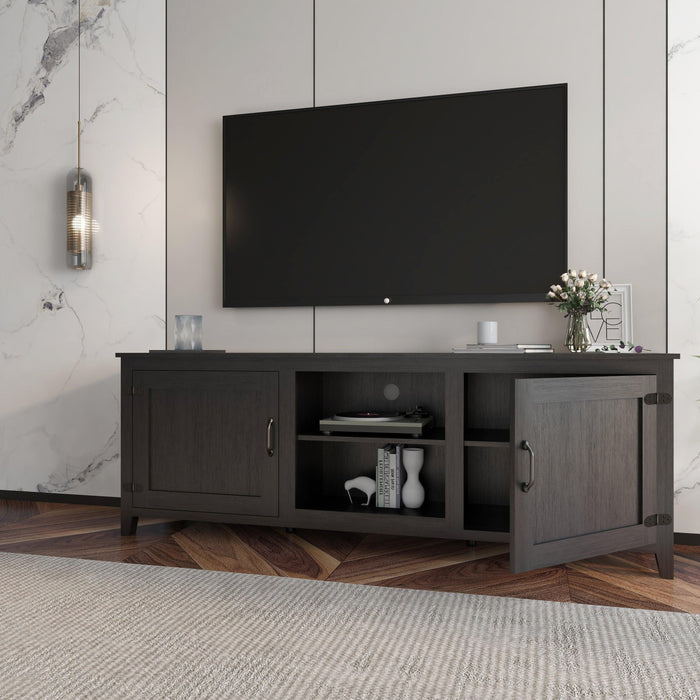 TV Stand Storage Media Console Entertainment Center,Tradition Black,with doors