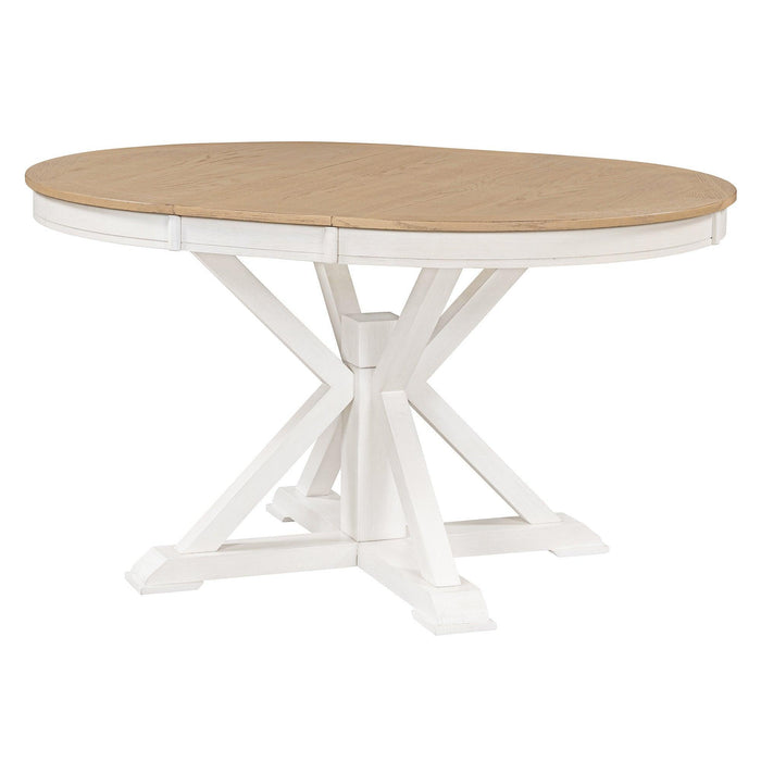 Retro Functional Extendable Dining Table with a 12" Leaf for Dining Room and Living Room